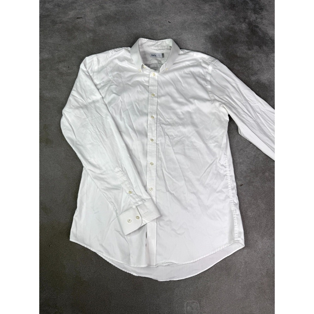 Nordstrom Rack Dress Shirt Mens 16.5 White Pima Cotton Non Iron Trim Fit Formal
